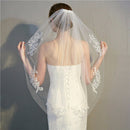 Layer Mori Wedding Short Veil Bridal Veil Wedding Accessories, Style:151 White, Size:80-100cm