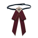 Unisex Pearl Bow-knot Cloth Bow Tie Brooch Clothing Accessories, Style:Tie Belts Version(Red Wine)