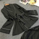 Bathrobe Pajamas Imitation Silk Pajamas Lapel Casual Silk Home Wear, Size:XL(Black)