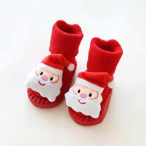 Thicken Baby Toddler Shoes Socks Children Cartoon Doll Christmas Terry Skin Socks, Size:11CM(ASanta Claus)