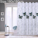 Butterfly Waterproof Polyester Shower Washable Bathroom Curtains, Size:180x180cm