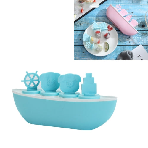 Creative Cute DIY Cartoon Combination Popsicle Ice Cream Mould, Style:Pirate Ship(Blue)