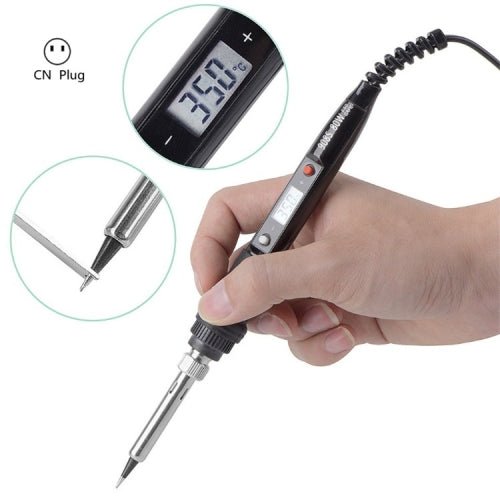 908S 80W LCD Thermostat Soldering Iron Constant Temperature Soldering Iron, Plug Type:CN Plug(Black)