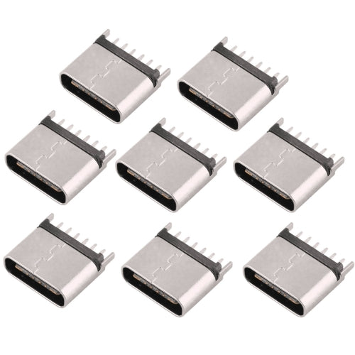 10 PCS USB Type-C Vertical Female Socket 180 Degree Straight Plug