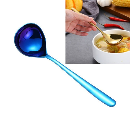 3 PCS Stainless Steel Sauce Spoon Creative Big Head Long Handle Spoon, Color:Blue