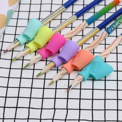 6 PCS / Set?Flowers Pattern Holding Pen Posture Corrector Silicone Pen Case Writing Posture Tools