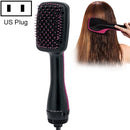 Professional Multi Function Electric Hair Blow Brush Hot Air Hair Curls Comb Salon Hair Styler, Plug standard:US(Rose Red)
