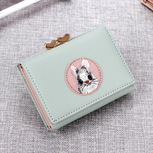 Women Wallet Rabbit Cloth Stickers Multi-function Coin Purse Card Sets(Green )