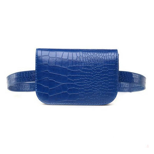 Vintage Women Alligator PU Leather Waist Pack Travel Belt Wallets Fanny Bags(Blue-S)