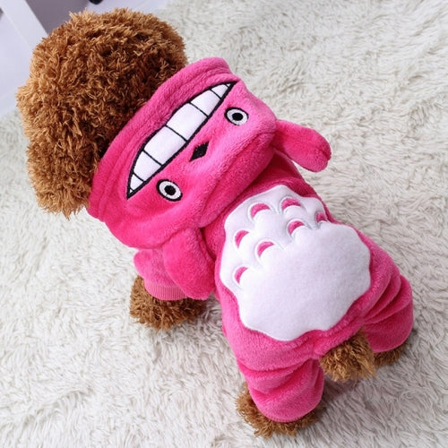 Pet Coral Fleece Costume Cute Chinchillas Dog Warm Coat, Size:L(Pink)