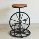 Retro Industrial Style Leisure Wrought Iron Bicycle Type Solid Wood Chair Lift