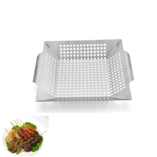 Stainless Steel Square Grill Leak Tray With Hole Grill Tray Outdoor Grill Tool BBQ Vegetables 12 inch Grill Tray