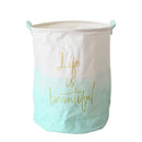 Household Foldable Organizer Laundry Hamper Bucket Dirty Clothes Storage Baskets(Green Gradient)