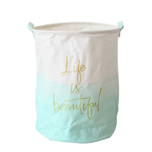 Household Foldable Organizer Laundry Hamper Bucket Dirty Clothes Storage Baskets(Green Gradient)