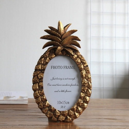 Ellipse Pineapple Retro Style Desktop Picture Frame Decoration, Color:Retro Gold, Size:6 inch