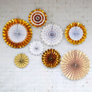 2 Sets Bronzing Paper Fan Flower Set Birthday Holiday Wedding Party Decoration, Color:Bronzing 8pcs
