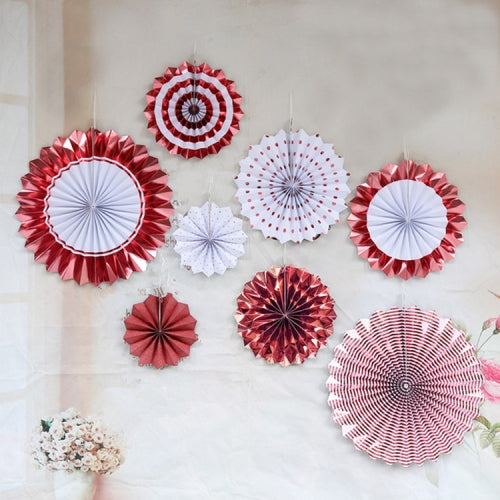 2 Sets Bronzing Paper Fan Flower Set Birthday Holiday Wedding Party Decoration, Color:Rose Gold 8pcs