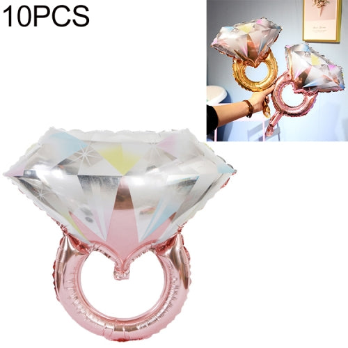 10 PCS Wedding Marriage Room Decoration Balloon Diamond Ring Foil Balloon, Specification:Large Rose Gold Diamond