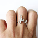 Women Fashion Simple Letter Ring(Silver K)