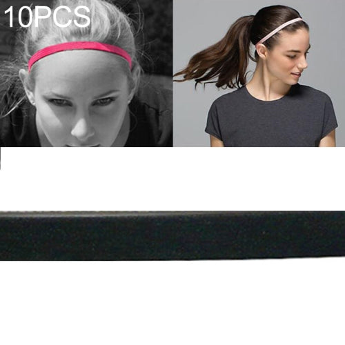 10 PCS Elastic Rope Candy Color Sports Yoga Hair Band Headband Sweat Band(Black)
