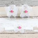 3 PCS Flower Headband Baby Barefoot Sandals Foot Accessories Hair Accessory(White Small Flowers)