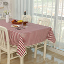 Cloth Cotton Dining Tablecloth Decoration Cloth, Size:140x180cm(Rose Red Stripe)