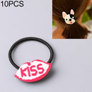 10 PCS Acrylic Animal Hair Clip Kids Cartoon Pattern Hair Accessories Girl Mini Elastic Hair Rope(Kiss hair ring)
