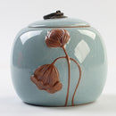 Ceramic Tea Pot Lotus Shaped Sealed Storage Tank (Blue)