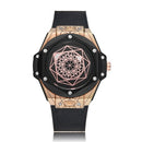 CAGARNY 6868 Geometric Polygon Dial Quartz Dual Movement Watch Men TPU Strap Watch (Black Belt Rose Gold Dial)