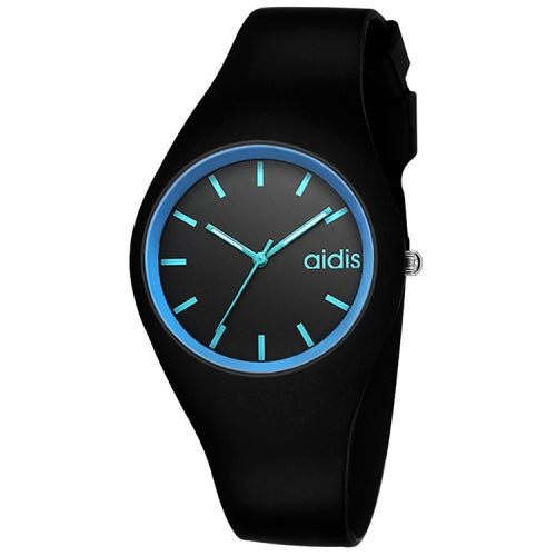 addies MY-1467 Silicone Jelly Couple Watch(Black Blue)