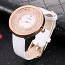 CAGARNY 6878 Water Resistant Fashion Women Quartz Wrist Watch with Leather Band(White+Gold)