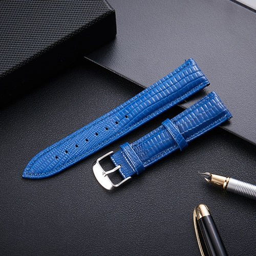 Lizard Texture Leather Strap Replacement Watchband, Size: 16mm(Blue)