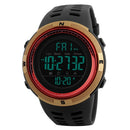 SKMEI 1251 Men Fashionable Outdoor 50m Waterproof Sports Watch Digital Watch with PU Watchband(Gold)