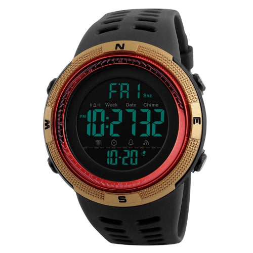 SKMEI 1251 Men Fashionable Outdoor 50m Waterproof Sports Watch Digital Watch with PU Watchband(Gold)