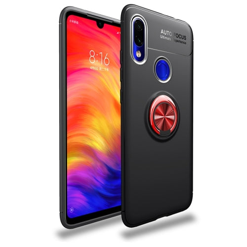 lenuo Shockproof TPU Case for Xiaomi Redmi 7, with Invisible Holder (Black Red)
