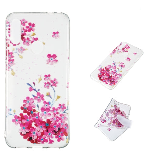 Red Plum Blossom Pattern Highly Transparent TPU Protective Case for Xiaomi Redmi Note 7