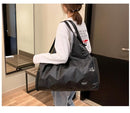 Soft Nylon Cloth Shoulder Sports Gym Yoga Handbag (Black)
