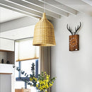 YWXLight Hand-Woven Bamboo Rattan Round Basket Lampshade Pendant Light (Warm White)