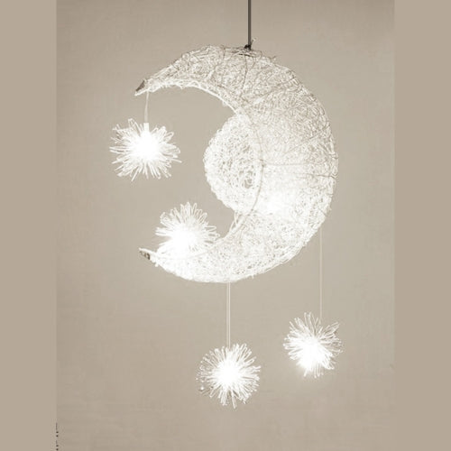 YWXLight Simple Chandelier Children's Room Bedroom Restaurant Chandelier Creative Star Moon Combination Dream Warm Light (White Light)