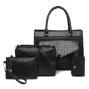 4 in 1 Fashionable PU Leather Women's Handbag Single-shoulder Bag Messenger Bag (Black)