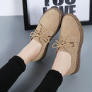 Suede Flat Bottom Lace-up Wear Resistant Fashion Casual Shoes for Woman (Color:Khaki Size:38)