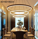 Modern Minimalist Ring LED Chandeliers Restaurant Bedroom Creative Personality Round Aluminum Lamps, Three Circles 40+60+80cm (Warm White)