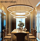 Modern Minimalist Ring LED Chandelier Restaurant Bedroom Creative Personality Round Aluminum Lamp, Three Circle 60 + 80 + 100cm(White Light)