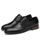 First Layer Cowhide + Microfiber Inner Solid Color Business Formal Shoes for Men (Color:Black Size:35)