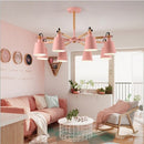 Living Room Super Bright Simple Modern Atmosphere Home Restaurant Bedroom Lamp Macaron Ceiling Lamp, 8 Heads (Pink)