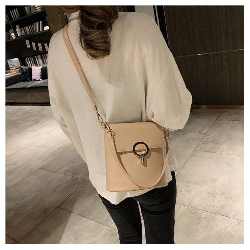 Metal Lock Buckle PU Leather Single Shoulder Bag Ladies Handbag Messenger Bag