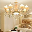 Living Room Atmosphere Restaurant Bedroom Zinc Alloy Candle Hall Villa Duplex Building Crystal Lamps, 8 Head C Models