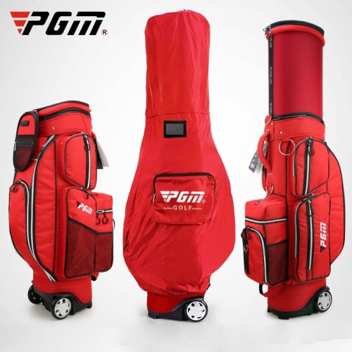 PGM Golf Ultra Light Portable Retractable Nylon Ball Bag with Pulley & Rain Cover (Red)