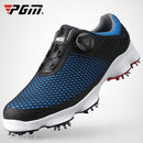 PGM Golf Waterproof Microfiber Leather Wide Sole Rotating Shoelaces Sneakers Outdoor Sport Shoes for Men (Color:Black Blue Size:39)
