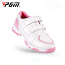 PGM Golf Microfiber Leather Sneakers Breathable Non-slip Outdoor Sport Shoes for Children(Color:White Pink Size:35)